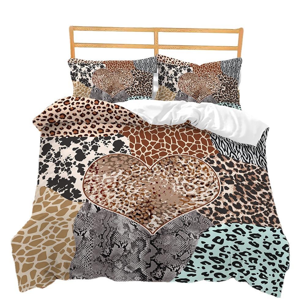 Kit Leopard Animal Digital Printing Quilt Cover Two Or Three Piece Set