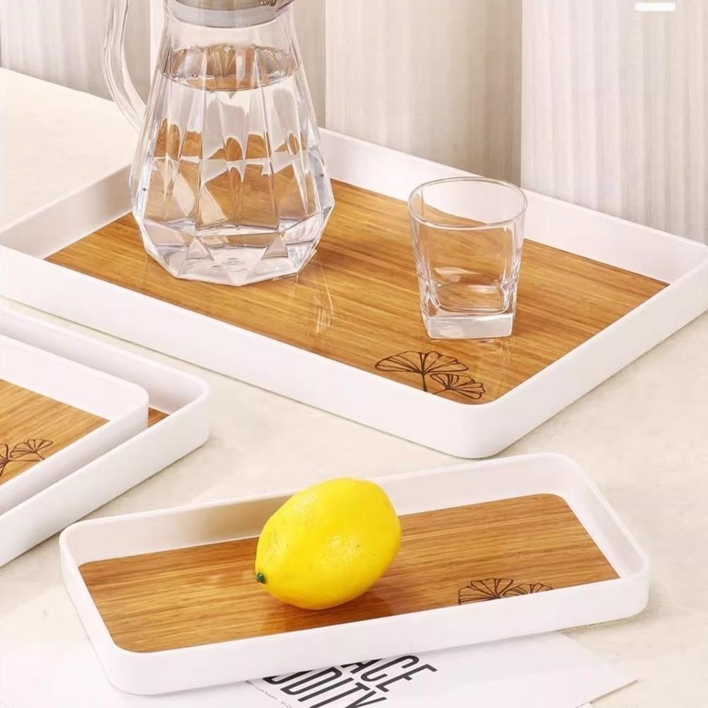 Imitation Wood Grain Storage Tray Stackable Dessert Fruit Tray Food Serving Tray Restaurant Table