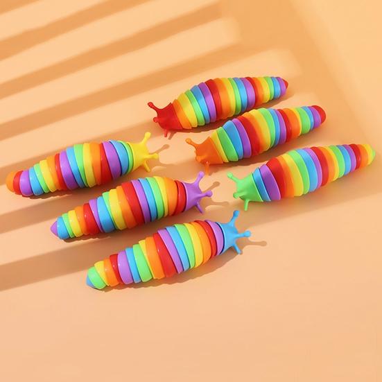 Colorful Caterpillar Fidget Toy Bendable Funny Stress Cute Portable Relief Decompression Kids Adults Slug Sensory