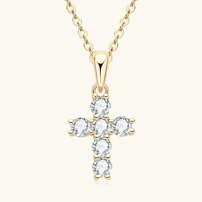 Silvere Glam Cross Moissanit Halskette Französischer Retro Trend 925 Sterlingsilber Anhänger Schlüsselbeinkette Verblasst nicht