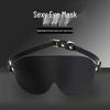 Black PU Leather Blindfold Mask - Light-Blocking Erotic Role-Play Accessory