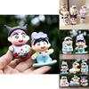 6pcs Crayon Shin Chan Bathing Driving Scene Model Ornament Set For Collectors And Kids
