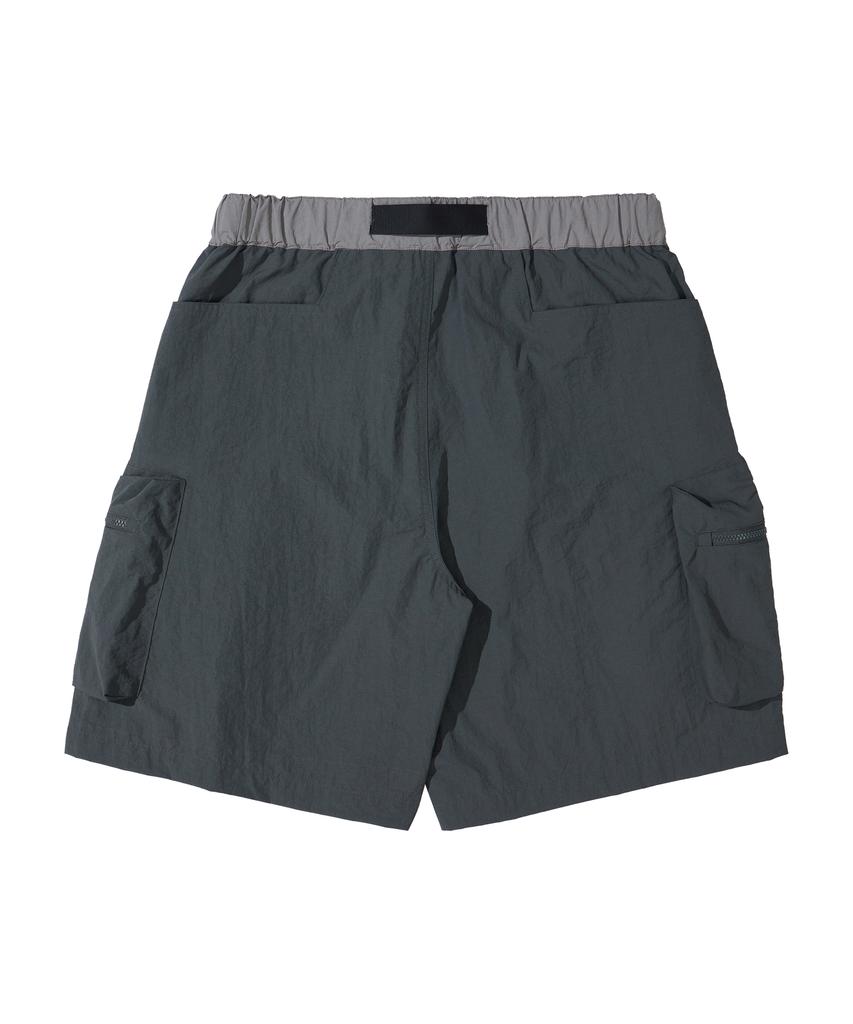 Kallapataleu Nylon Belted Back Out Pocket Cargo Pocket Shorts - Khaki