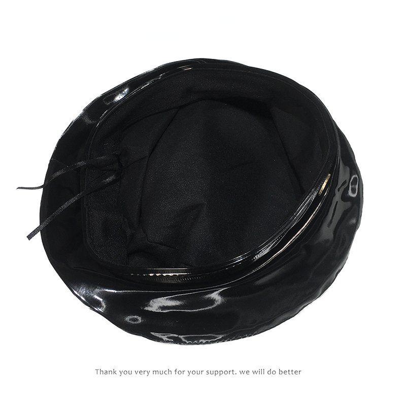 Unisex Pu Leather Beret Spring Autumn Women's Hat British Style Vintage Painter Hat Octagonal Hat Causal Headwear
