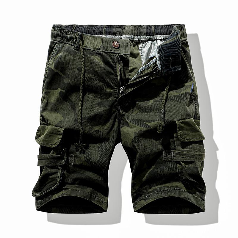Men's Summer Camouflage Vintage Cargo Shorts Lightweight Drawstring Casual Shorts Men