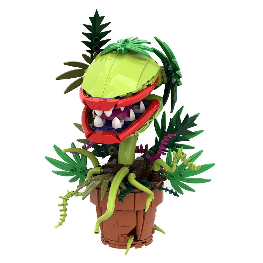 MOC Audrey II Piranha Plant Building Block Chomper Potted Plants Horrors Flower Model Bricks Assemble Toys Children Collect Gift