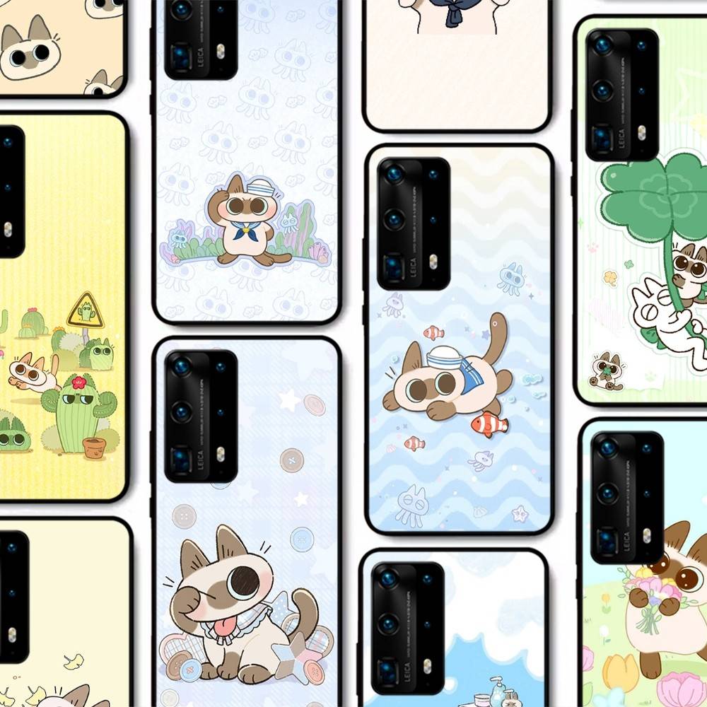 Cartoon Siamese Cat Couple Phone Case For Huawei P 8 9 10 20 30 40 50 Pro Lite Psmart Honor 10 Lite 70 Mate 20lite