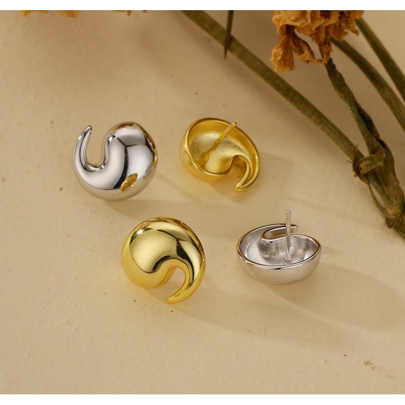 Minimalist Comma Earrings Women Sterling Studs Gold Plated Modern Chic Jewelry Gift
