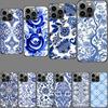 Blue White Porcelain Pattern Phone Case For Iphone 16E 15 Pro 14 Plus 17E 16 17 Pro Max Air 11 12 13 Mini Shockproof Capa Cut