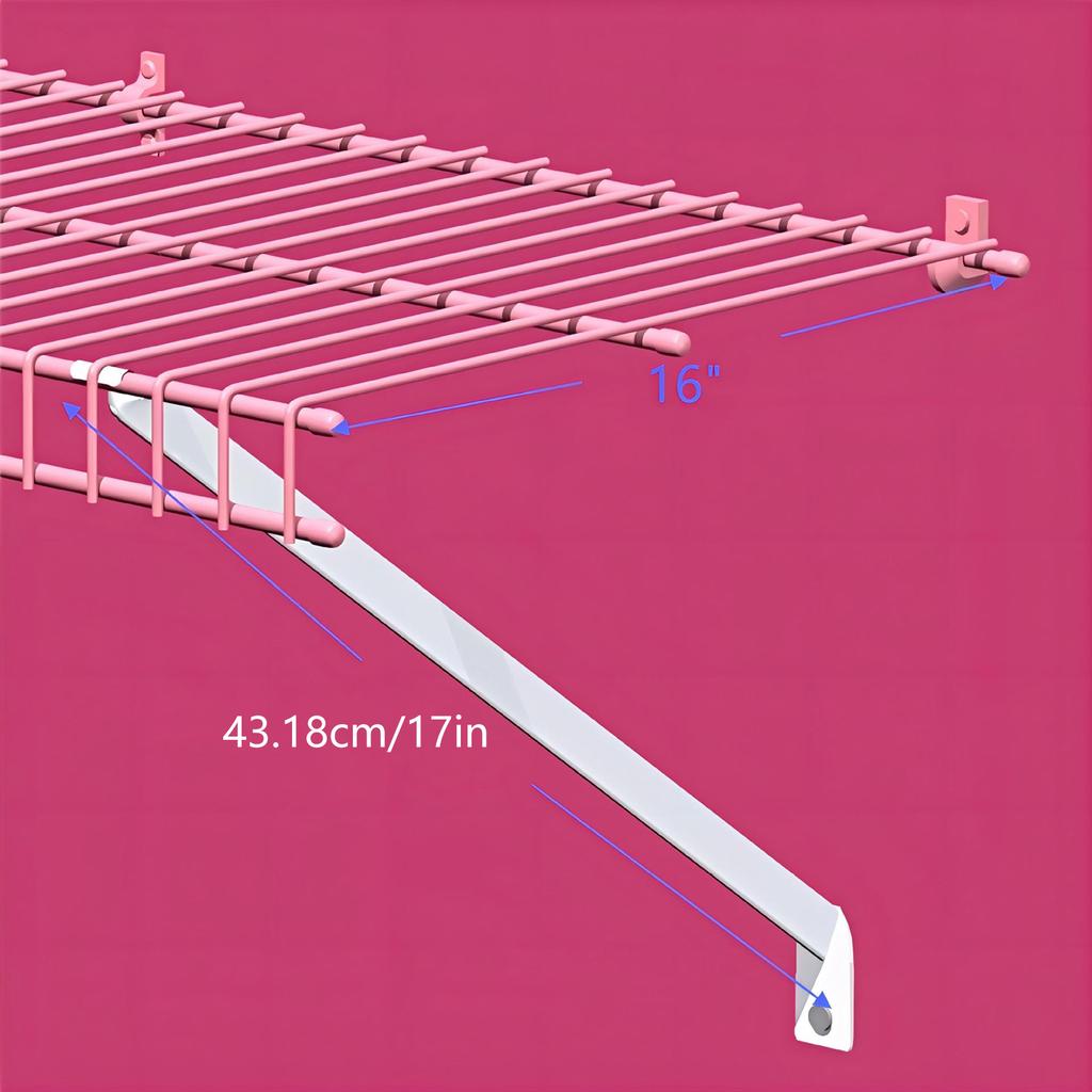 Set of 6 Multipurpose Closet Wire Shelf Support Brackets 17Inch Sturdy Stainless Steel With Installation Hardware