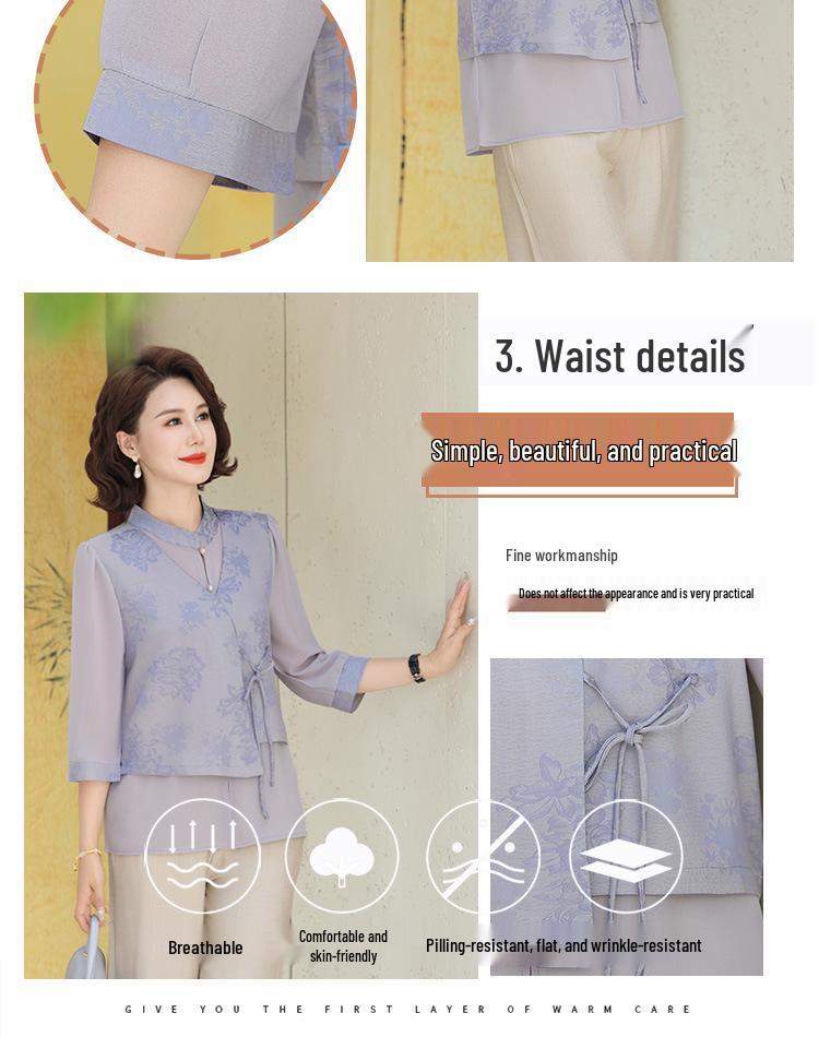 Chiffon Faux Layered Tank Top for Stylish Middle-Aged Women
