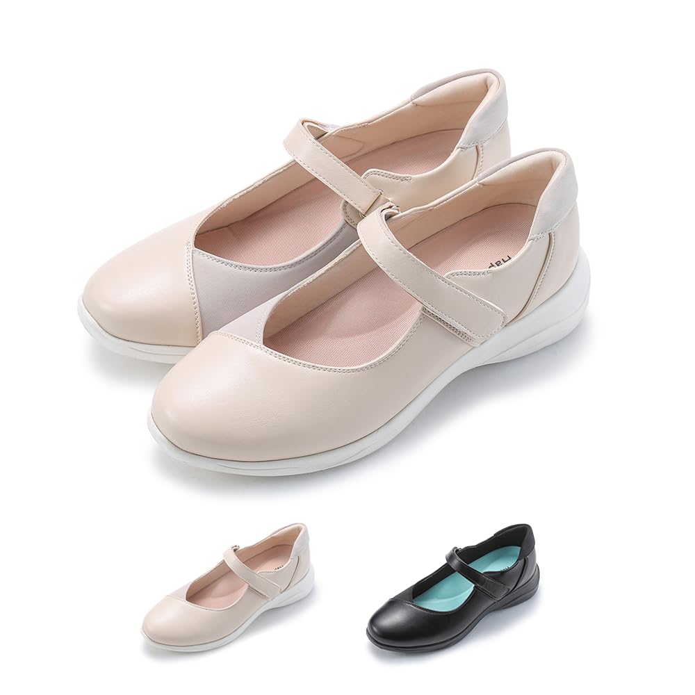 Beisia HapiLabo Women's Belted Sneaker Pumps, Ivory, Size 24