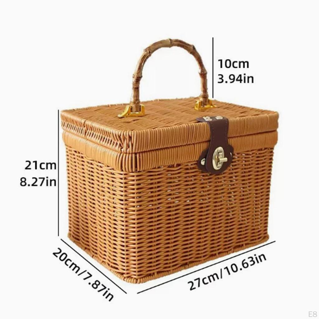 Basket with Lid, Decorative Box, Rustic Suitcase Display Stand, Practical Organizer Made of