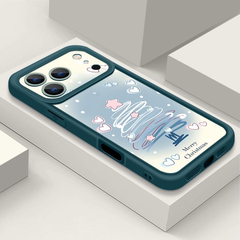 Shockproof Soft TPU Silicone Phone Cover Funda For iPhone 17 Air 16e 16 15 14 Pro Max 13 17 Pro Max 17 Pro 17 Air Blue Christmas Tree Pattern Case