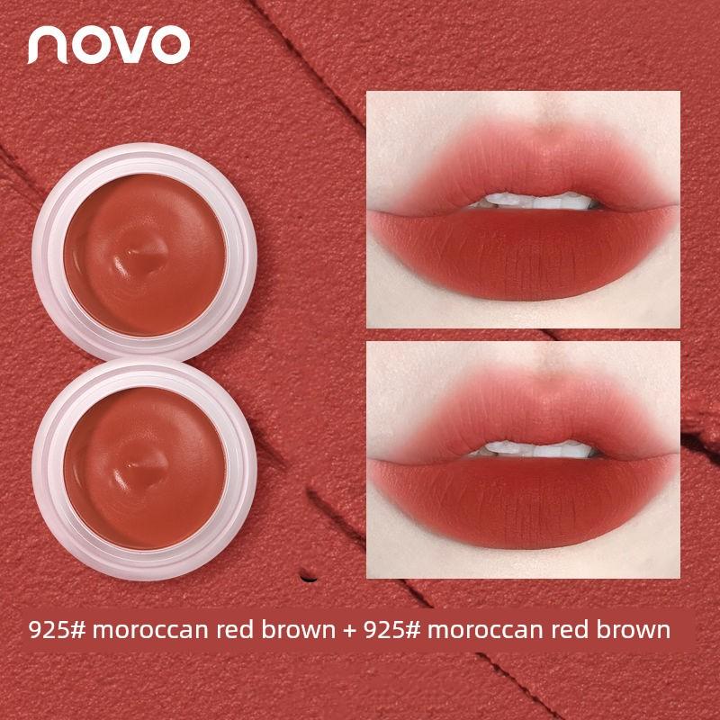 Novo Canned Mousse Lip Mud Matte Finish Velvet Plain Makeup Light Gray Pink Nude Color Series Lipstick Female Lip Lacquer Color