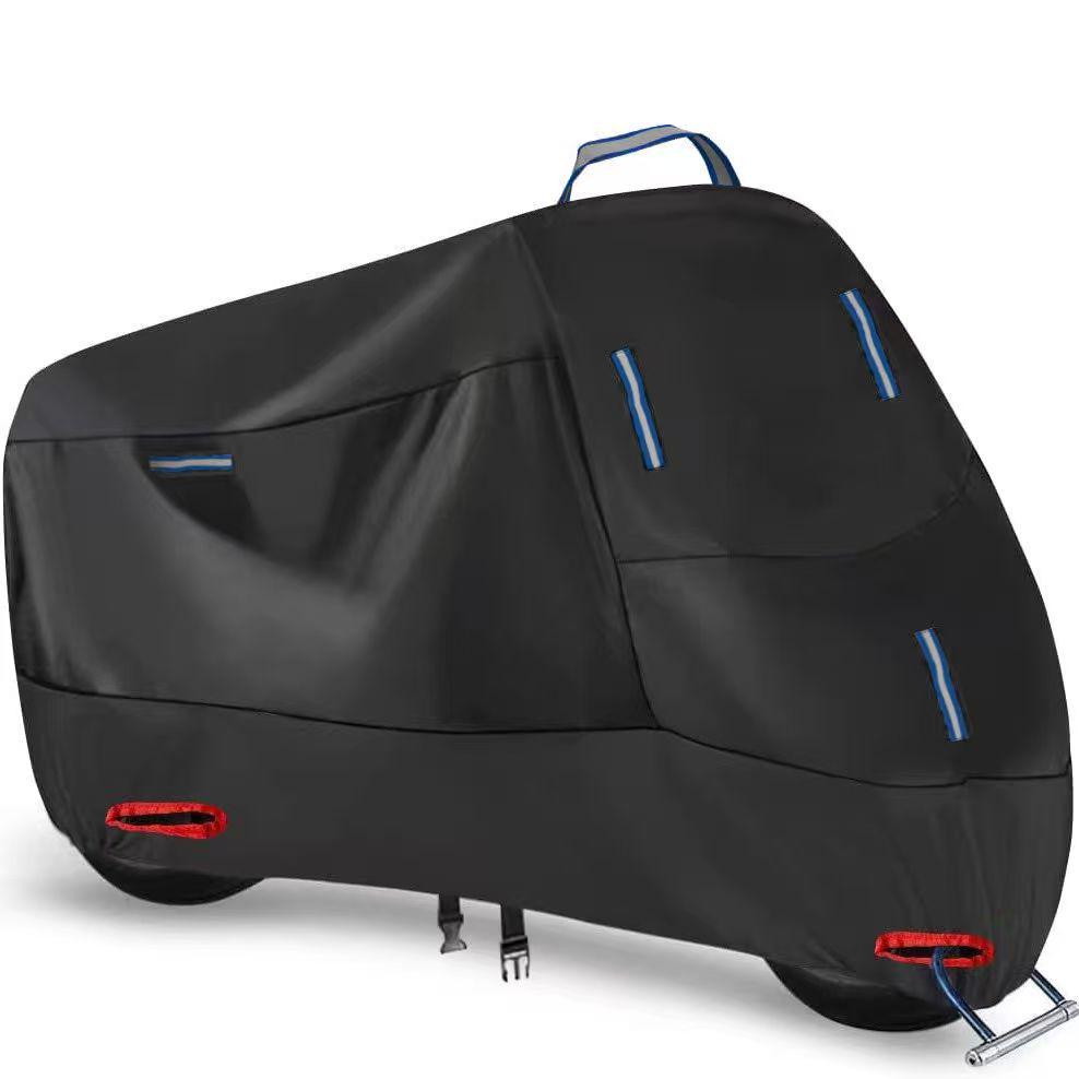 

210D Motorcycle Dust Cover - Rainproof, Sunproof, Snowproof, Dustproof, with Reflective Strip for Bikes M Blue Reflective Strip чёрный