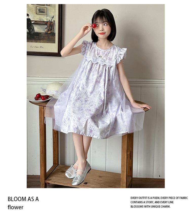Girls' Dress 2026 New Summer Western Style Children's Clothing Little Girls' Floral Skirt Summer Yarn Skirt Children's Princess Skirt