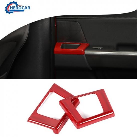 2pcs Rear Door Handle Cup Holder Panel Decor Trim Cover  For Ford F150 + Red