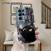 Phone Case: 2D Flat Samsung Galaxy A34 A35 M05 M06 S20 S22 S21 FE Plus 5G Protective Case, Couples Style, Little Black Cat On Rainy Night, Christmas a