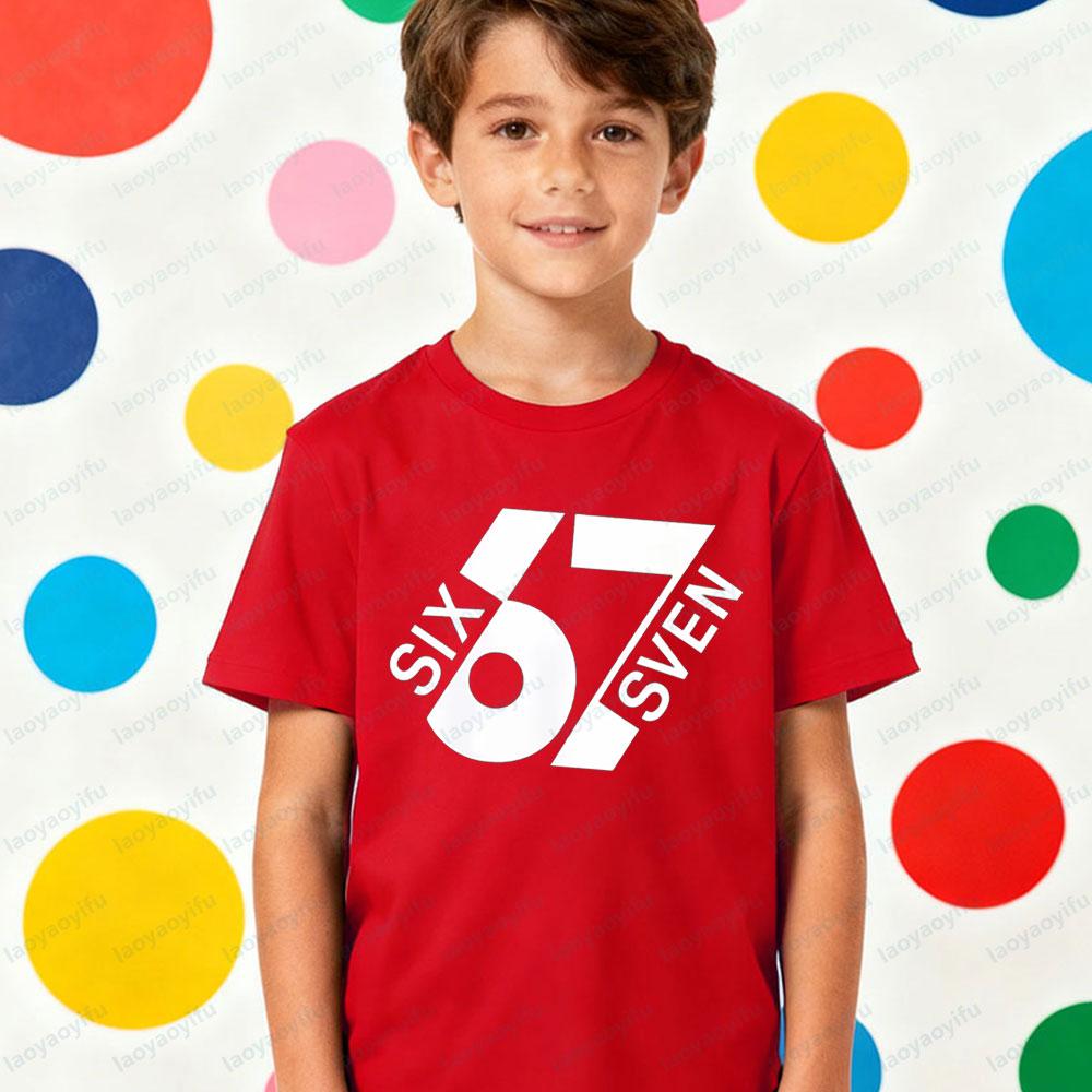 67 Meme Kids TShirt Latest Trendy Style Creative Design Six Seven Number Printed Tshirt Boys Christmas Holiday Tee Xmas Tops 110