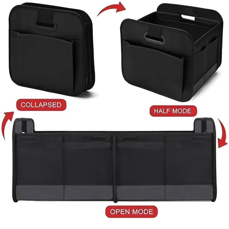 New Collapsible 600D Oxford Car Trunk Organizer with Reinforced Handles & Multi-Compartments. Fits All Cars, SUVs, Vans.
