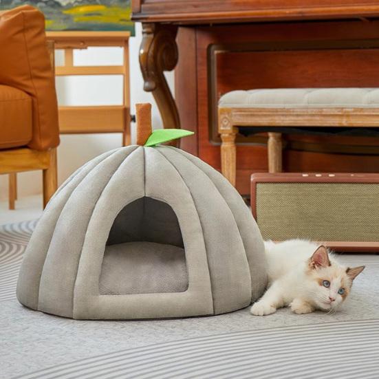 Plush Pumpkin Pet House with Removable Cushion Autumn Winter Warm Small Medium Dog Cat Bed Cave Plush Indoor Kitten Puppy Sleeping Nest