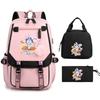 3 Piece School Backpack Set for Students Large Capacity Oxford Cloth Schoolbag with Shoulder Strap and Pencil Case
