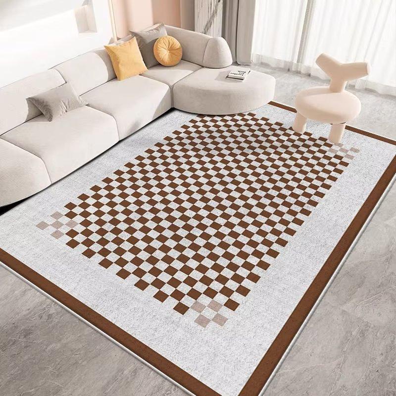 Checkerboard Crystal Velvet Carpet Simple Large Area Bedroom Living Room Floor Mat Nordic Home Balcony Cloakroom Carpet