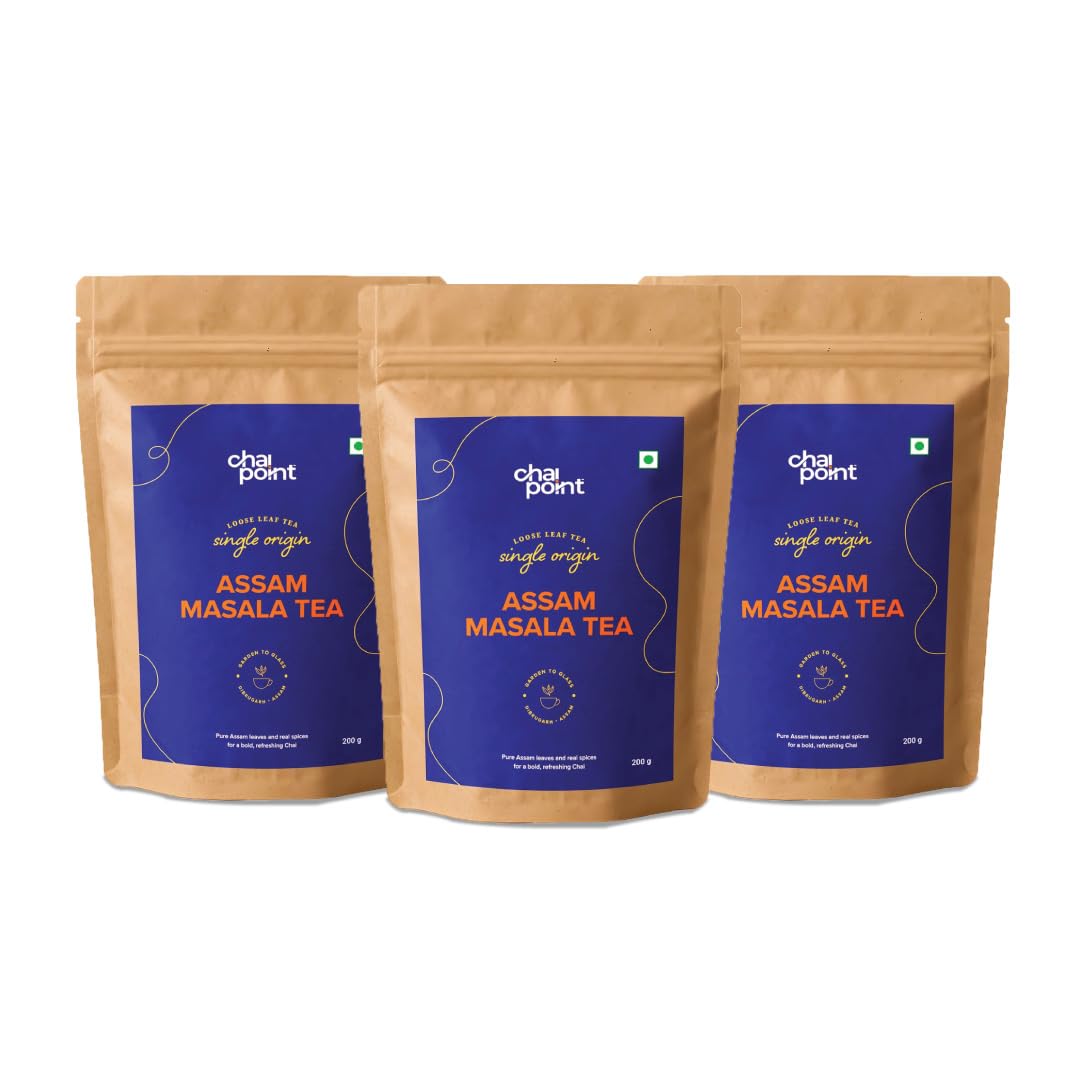 Chai Point Assam Masala Tea - 600g (Pack of 3) | Premium Chai Patti with 100% Natural Spices | Single-Origin Assam Tea | Authentic Masala Chai Blend