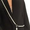 Personality Design Fashion Pearl Body Chain Pearl Gyro Necklace Suit Hoodie Chain for Women Backpack Crossbody Jewelry Accessory