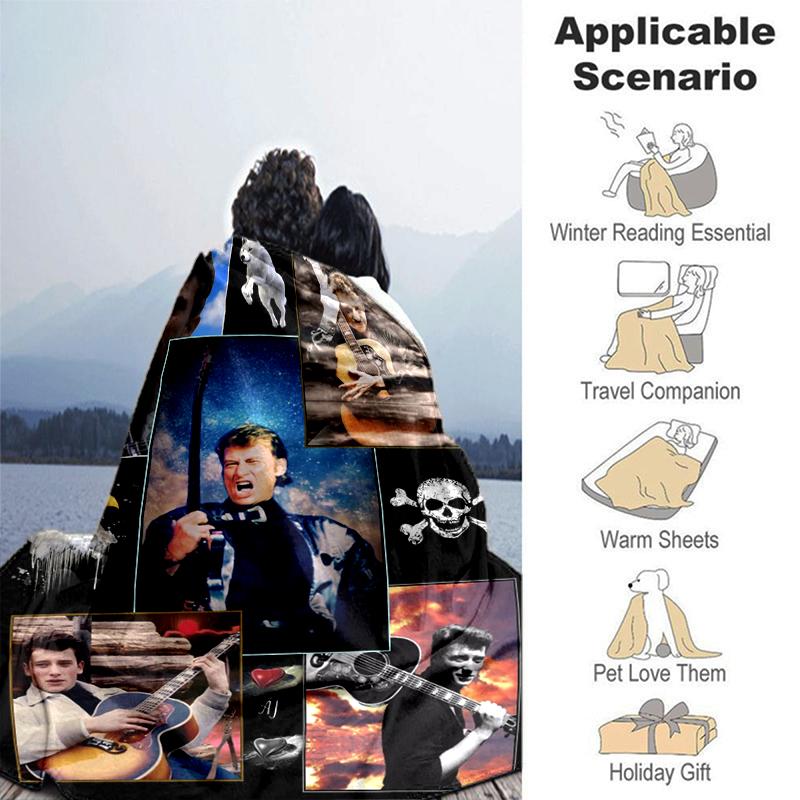 1pc A Tribute to Johnny Cash Collage print blanket soft bedding sofa bedroom home decor fan goods q8