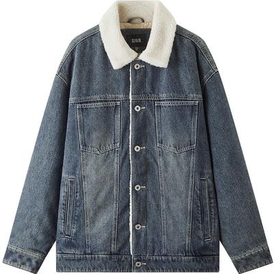 Semir Men's Retro Faux Shearling Denim Jacket