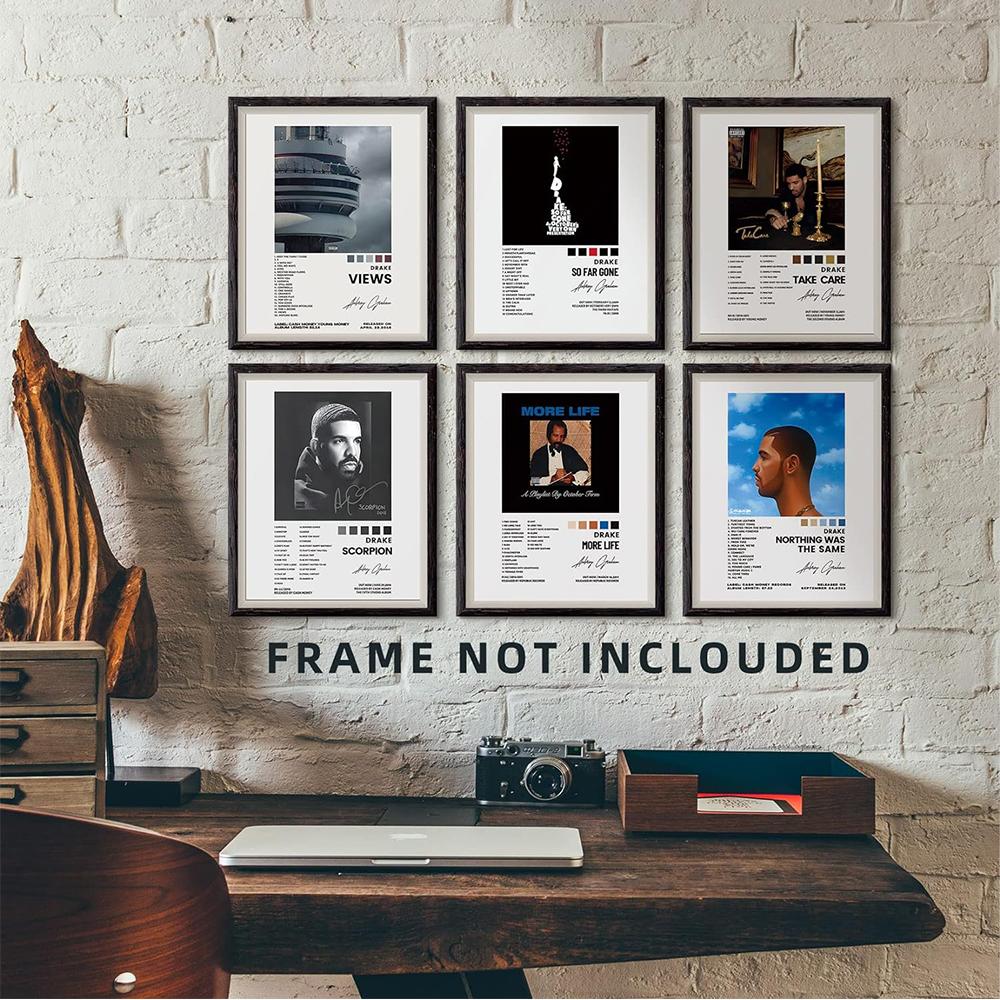 6pcs 8x10in Drake Posters Unframed Canvas Music Album Cover for Room Decor