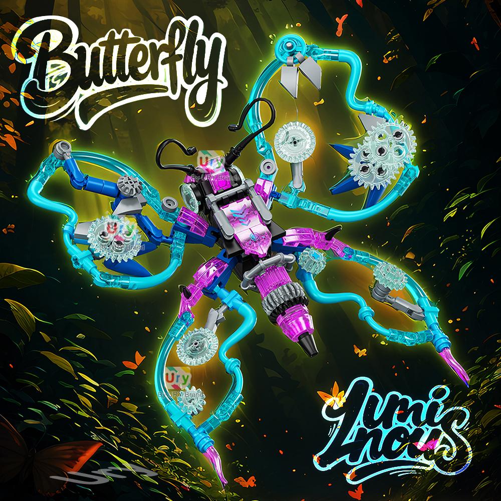MOC Animales Luminosos Mariposa Escorpión Araña Ciempiés Modelo Noctilucente Set Bloques de Construcción Mini Juguete de Ensamblaje para Regalo