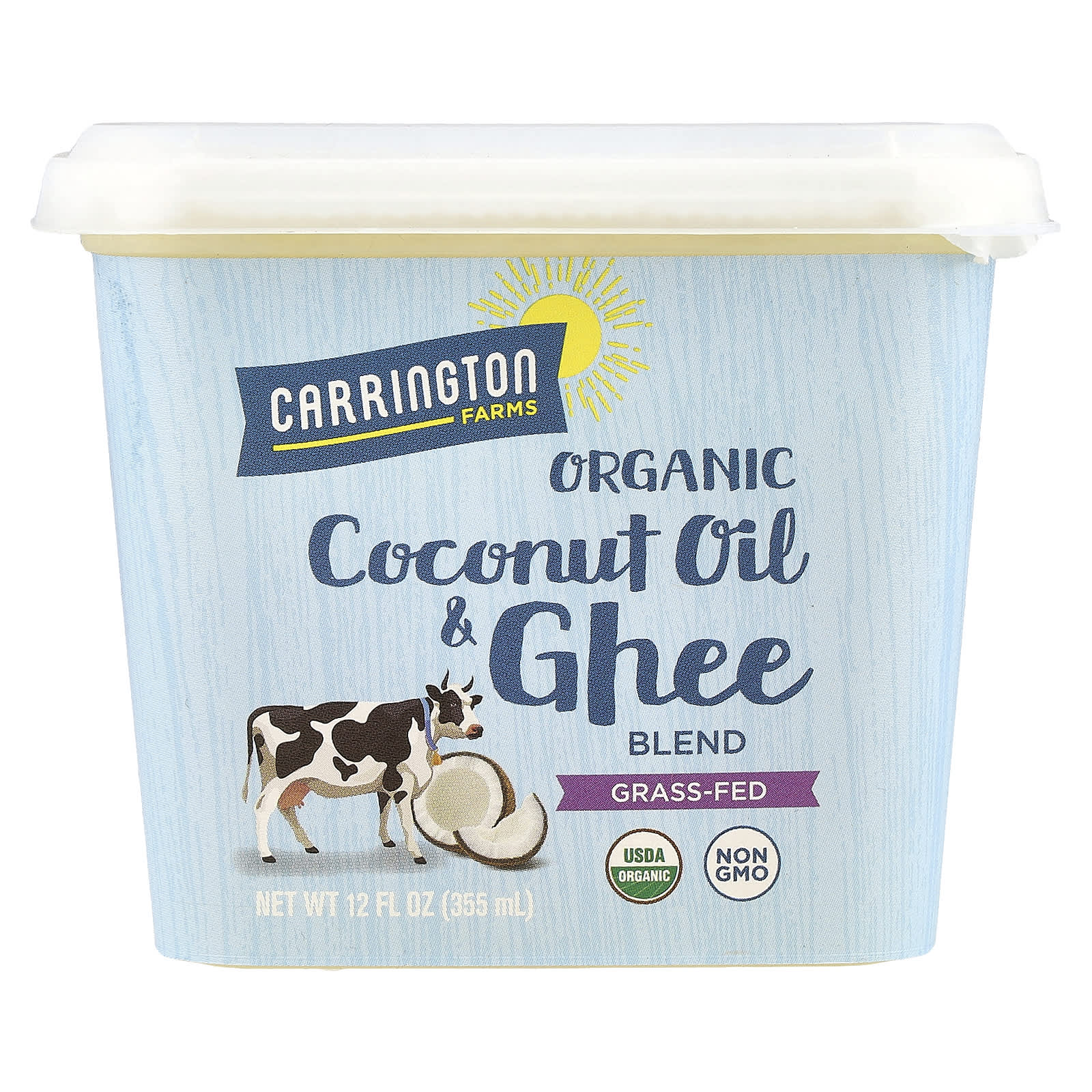 

Carrington Farms, Organic Coconut Oil and Ghee Blend, Grass-fed, 12 fl oz (355 ml)