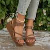 2026 New Summer Woven Design Retro Wedge Heel Sandals for Women Fashion Open Toes Breathable Comfortable Thick Soled Cool Pumps