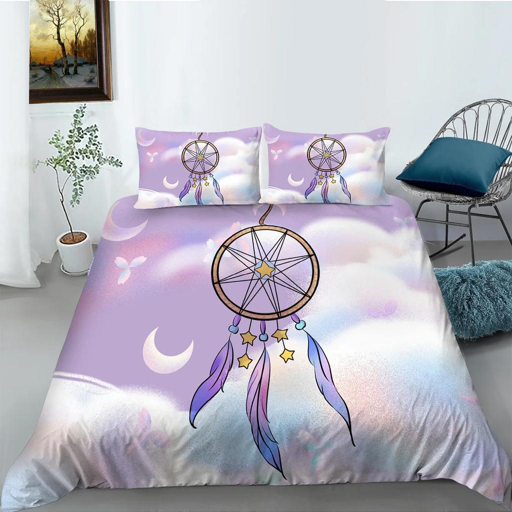 Colorful Dream Catcher Fish And Feather Dreamlike Duvet Cover Boho Polyester Quilt Cover For Girls Women For Bedroom Decorations