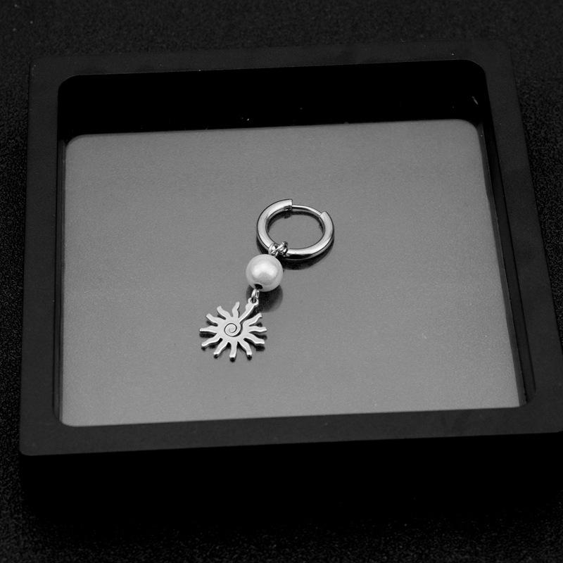 

Серьги с отражающим жемчугом, подвеска в виде маленького солнца из нержавеющей стали и титана, хип-хоп, модная, крутая