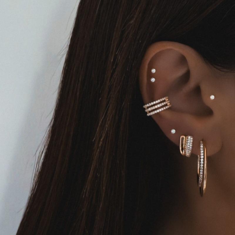 Summer Sweet Cool Micro-Inlaid Zircon Double-Layer Circle S925 Silver Needle Stud Earrings For Women'S Niche Design Classic And Easy To Match Earrings