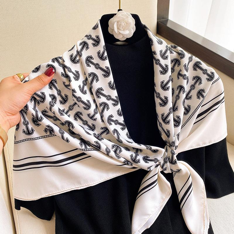 New Spring and Autumn Style Big Square Scarf for Women In Summer Sunscreen Shawl Decorative Scarf Printed Dual-purpose Fashion Scarf