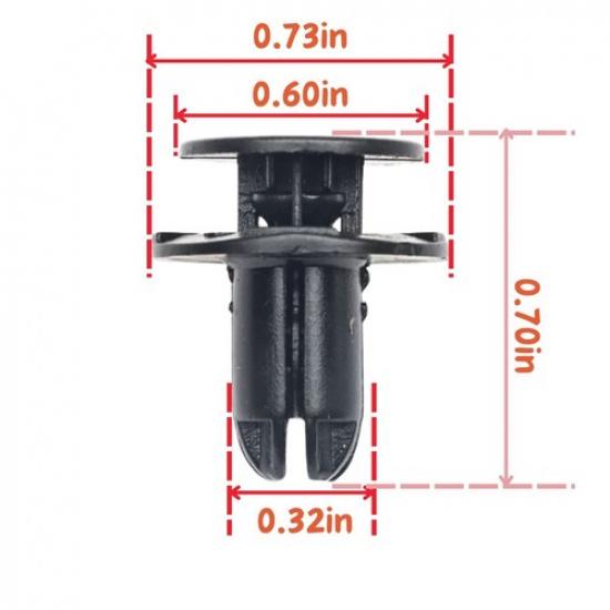 100xBlack Fender Liner Push Type Clips for 2018- Hyundai Sonata 86595-2T500