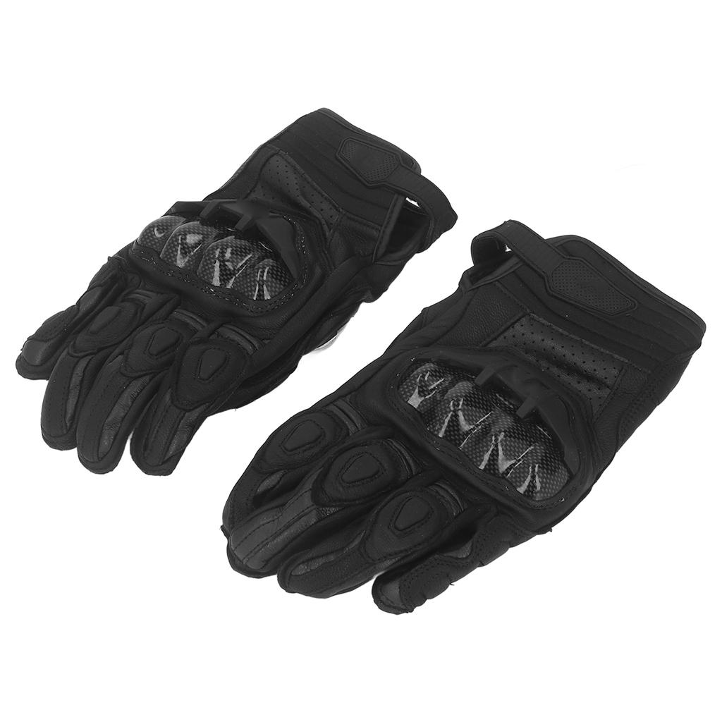 Motorcycle Riding Gloves PU Leather Windproof Waterproof Warm Keeping Breathable Hard Knuckle Gloves Black M