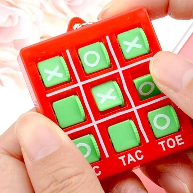 Pack of 16 Plastic Keyring Pendant Tic Tacs Toe Charm Keychain Colorful Key Chain Party Favors for Kids Backpacks