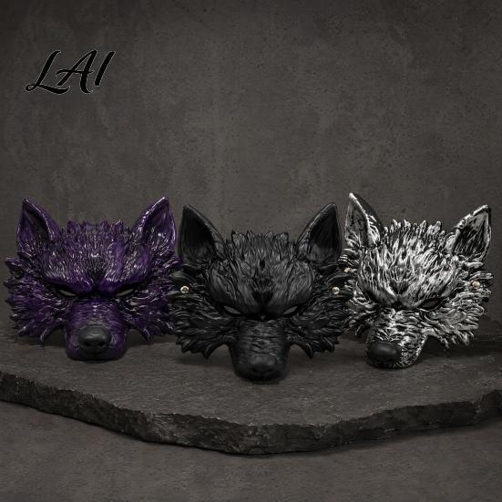 Full Face Wolf Mask for Adults Halloween Mask Embossed Werewolf Cosplay Party Atmospheric Costume Gear Adjustable Strap Animal Adults Trick