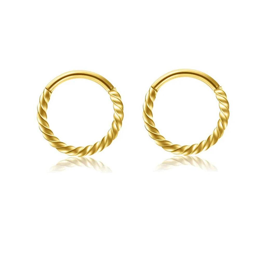 2Pcs 316L Stainless Steel Twist Hinged Septum Rings Clicker Hoops For Cartilage Tragus Helix Ear Piercing Jewelry