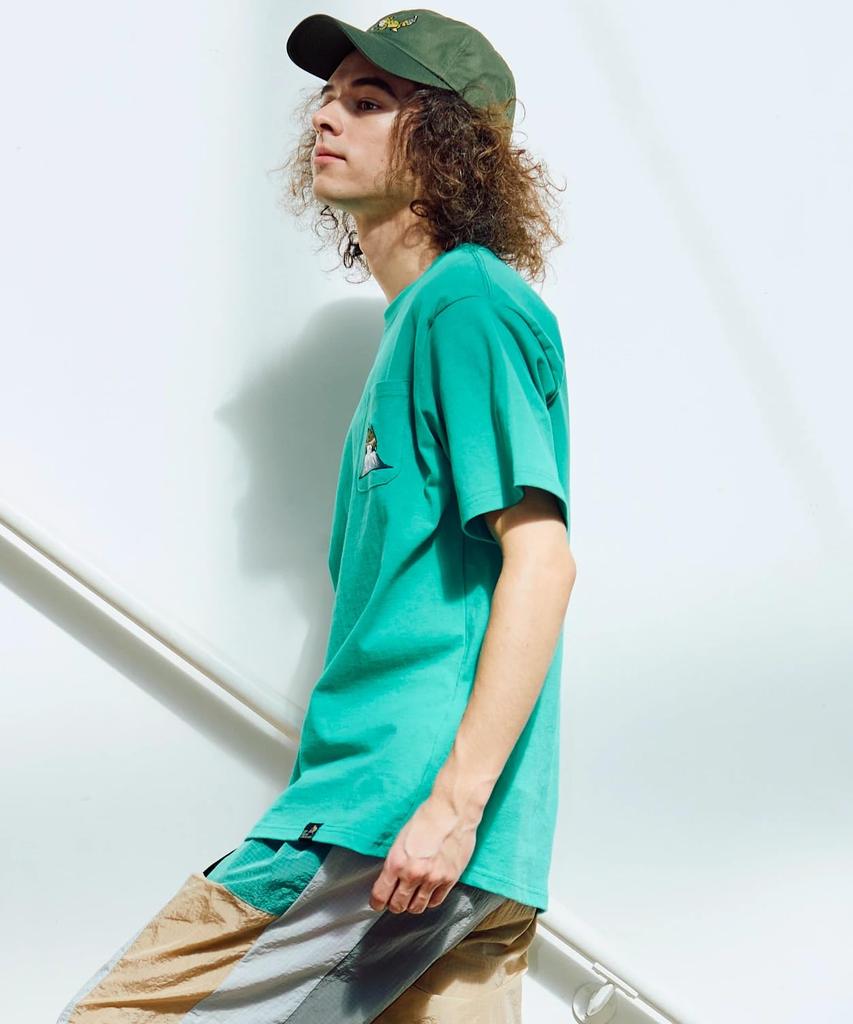 [go slow caravan] 341912 USA/C Various Embroidery PKT TEE Green M