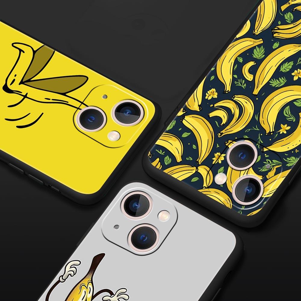 Funny Bite Apple Banana Phone Case Cover for iPhone 17 16 15 14 13 12 11 Pro Max 17 Air Plus Shockproof Soft TPU Shell Funda Bag