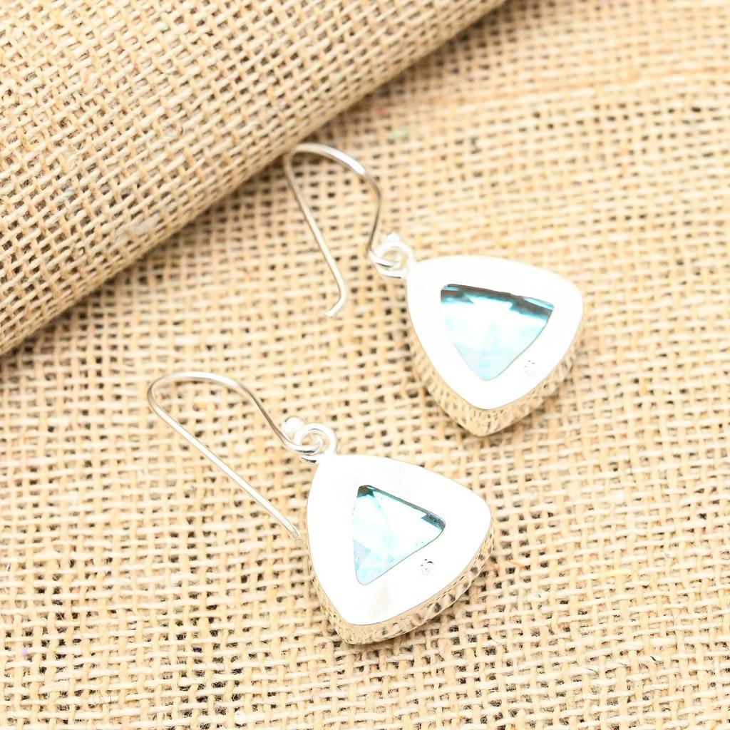 Rainbow Mystic Topaz Gemstone Handmade 925 Solid Sterling Silver Jewelry Earrings For Her