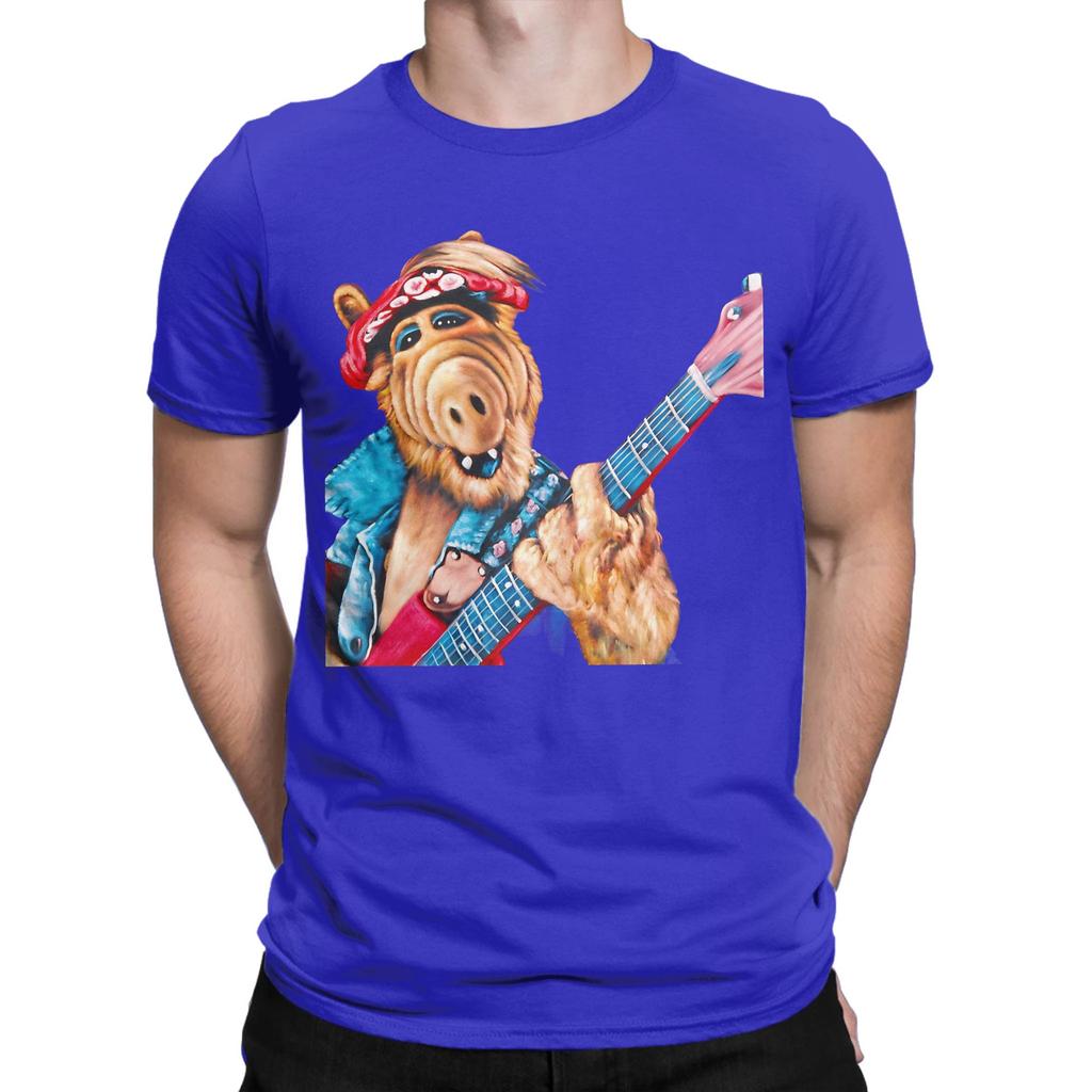Alf Playing Guitar Oil On Velvet By Jorge Torrones Funny 100 Cotton Tshirt Alf Tees Tops For Unisex
