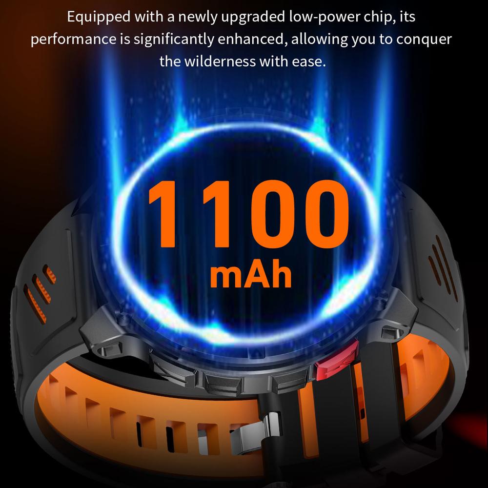 Militärische 1100mAh Super-Große Batterie Herren Kompass Smartwatch 1,7-Zoll AMOLED Bluetooth-Anruf IP68 Wasserdicht Sport Smartwatch